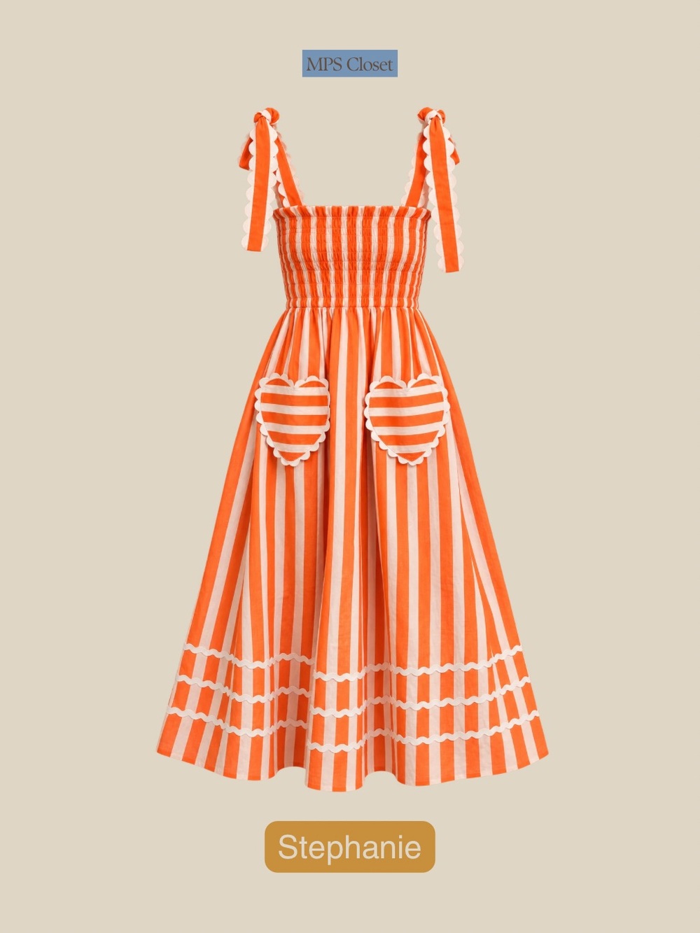 Pink City Prints Orange & White Striped Midi Sundress